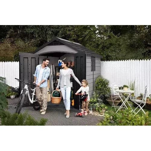 Keter 7.5'x9' Premier Heavy Duty Plastic Shed – Grey
