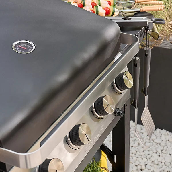 GoodHome Powell Black 4 burner Gas BBQ