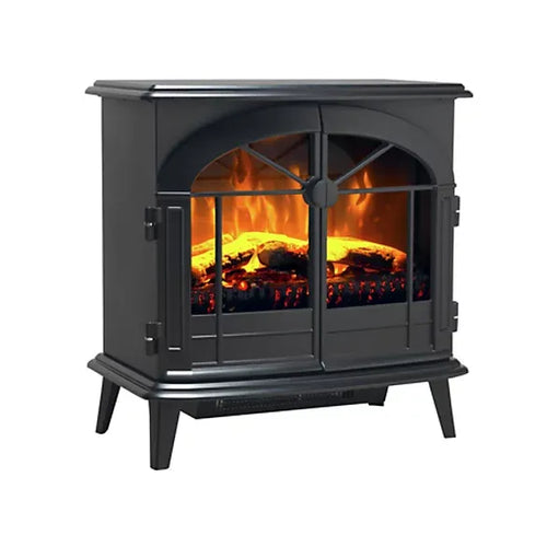 Dimplex Leckford Optiflame Electric Stove, Large Black Freestanding Electric Fire with LED Flame Effect, 2kW Adjustable Heate