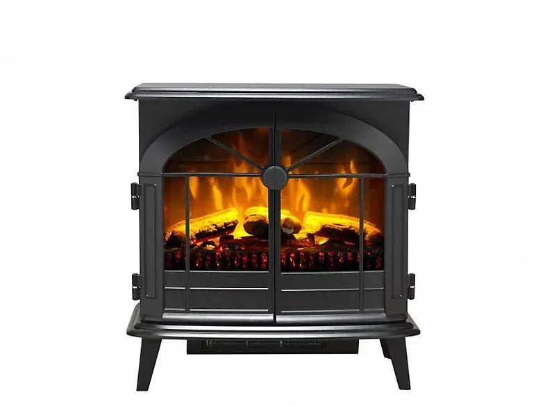 Dimplex Leckford Optiflame Electric Stove, Large Black Freestanding Electric Fire with LED Flame Effect, 2kW Adjustable Heate